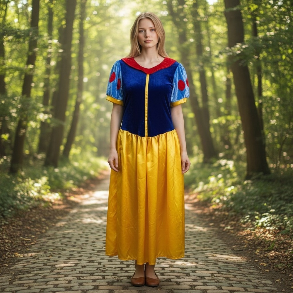 Unbranded Snow White Costume XXL Blue Yellow Good Velvet Satin Princess Dress